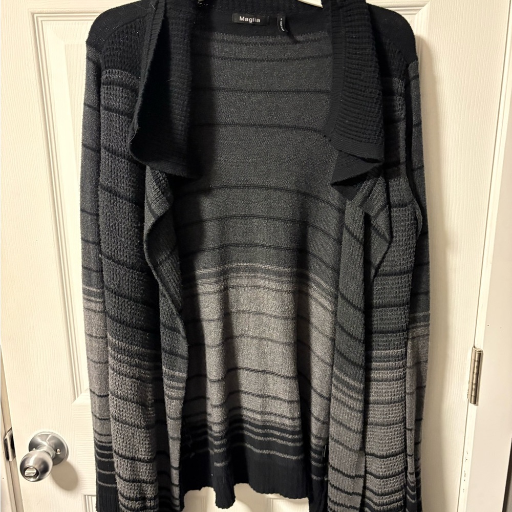 Maglia Women's Black & Gray Gradient Open-Front Cardigan